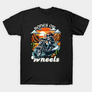 skeleton on motorbike road trip T-Shirt